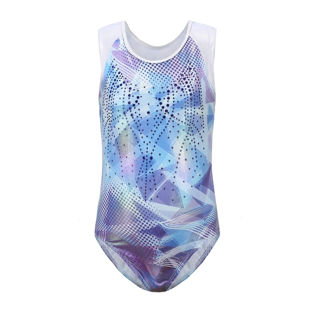 Gymnastics Leotards for Girls Sparkly One-Piece Breathable 5-14 Years Girls\' Activewear Dresses Sleeveless