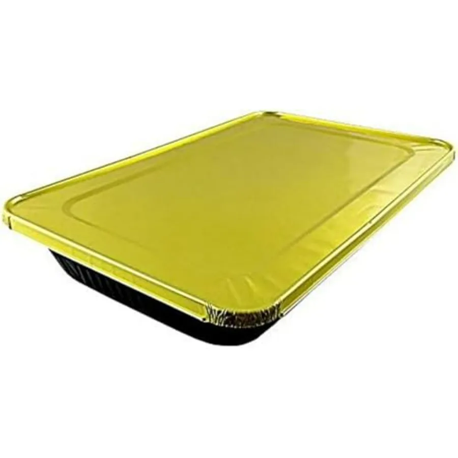 

Full-Size Deep Premium Quality Black & Gold Aluminum Steam Table Pan with Lid (Pack of 10)