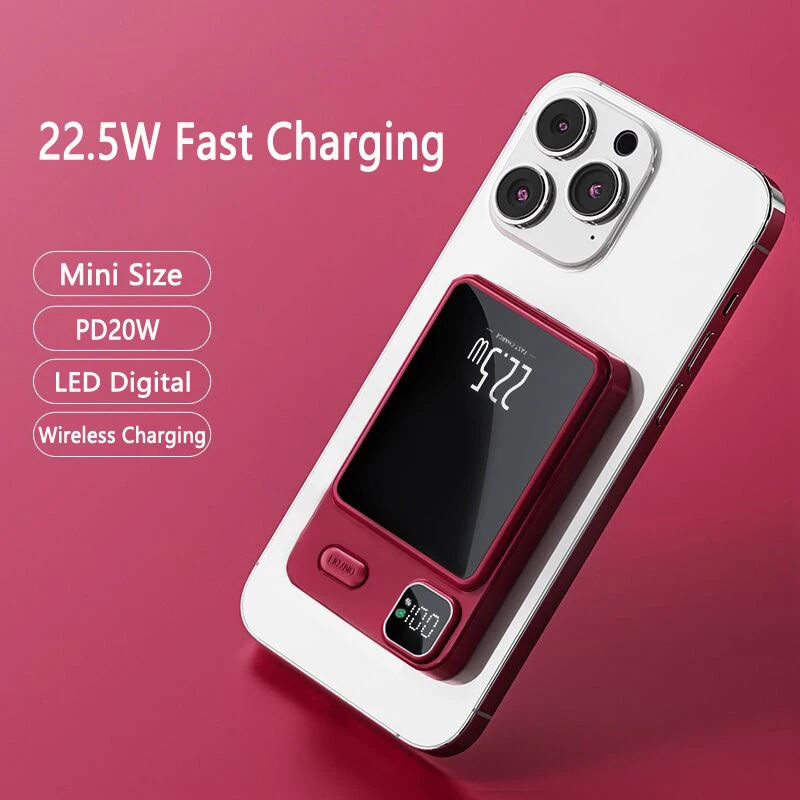 22.5W Fast Charging Power Bank 20000mAh 15W Magsafe Wireless Charger for iPhone 16 15 14 13 12 X Samsung Huawei Xiaomi Powerbank