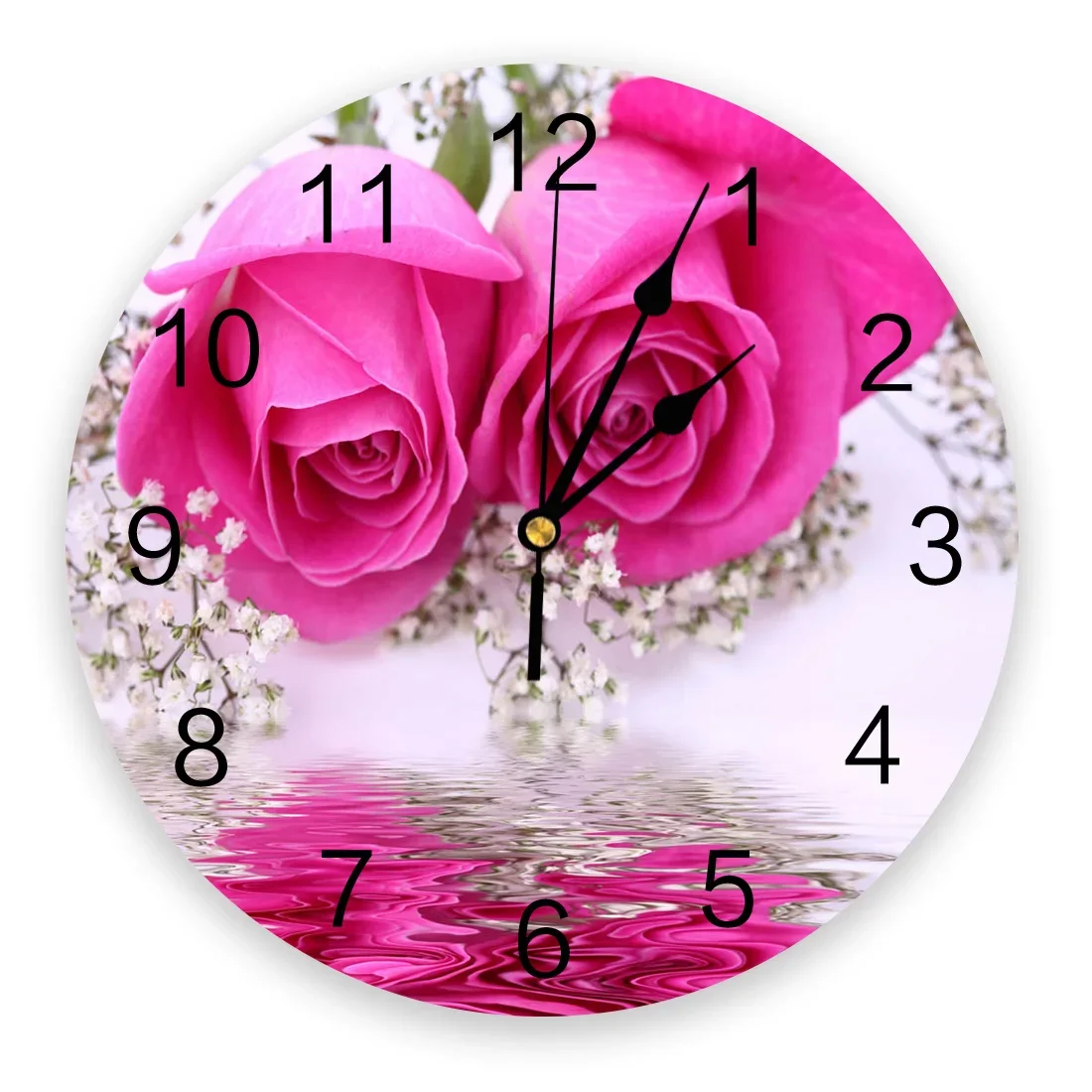 Rose Petals Water Surface Bedroom Wall Clock Large Modern Kitchen Dinning Round Wall Clocks Watches Living Room Watch Home Decor