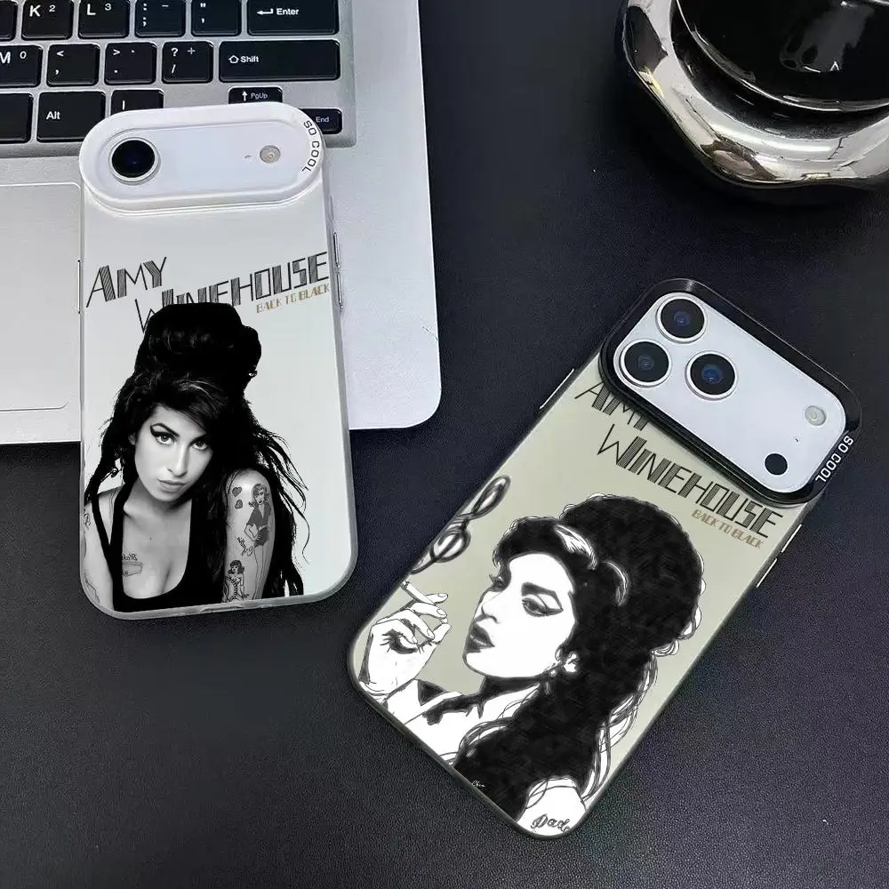 المغني ايمي W-Winehouse جراب هاتف آيفون 17 16 15 14 13 12 11 برو ماكس الهواء ماتي ليزر أورورا للصدمات فوندا