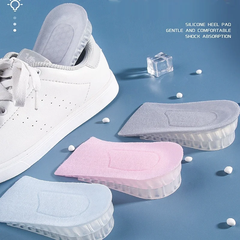 1Pair Silicone Height Increase Insoles Invisible Comfort Half Pads Men Women Gel Shock-absorbing Shoes insole Growing Shoe Sole