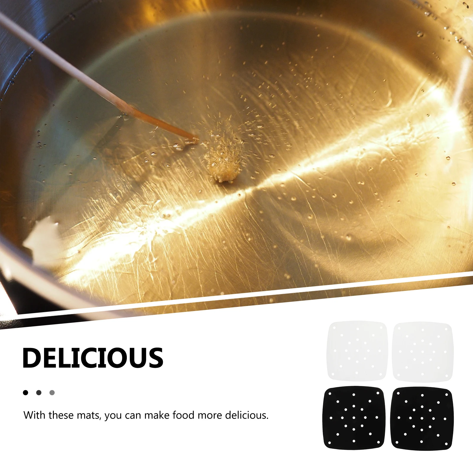 

4 Pcs Heat Resistant Non Stick Silicone Mats Oven Accessories Steamer Baskets Pads White Safe Food Use Kitchen