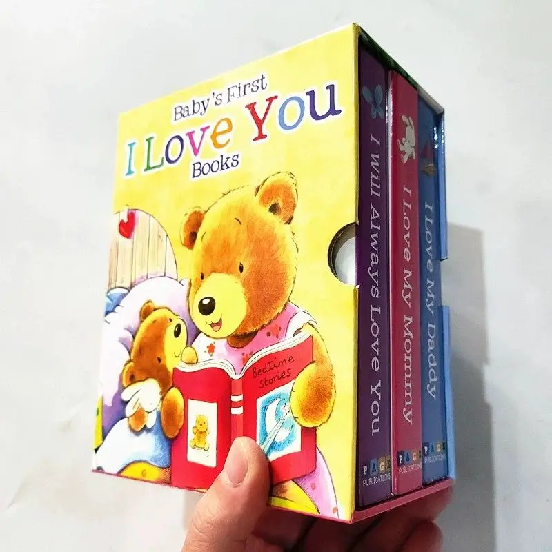 

Coloring Book Children's English Enlightenment Picture Book Cardboard Storybook BABYS FIRST I LOVE YOU Complete 3 volumes
