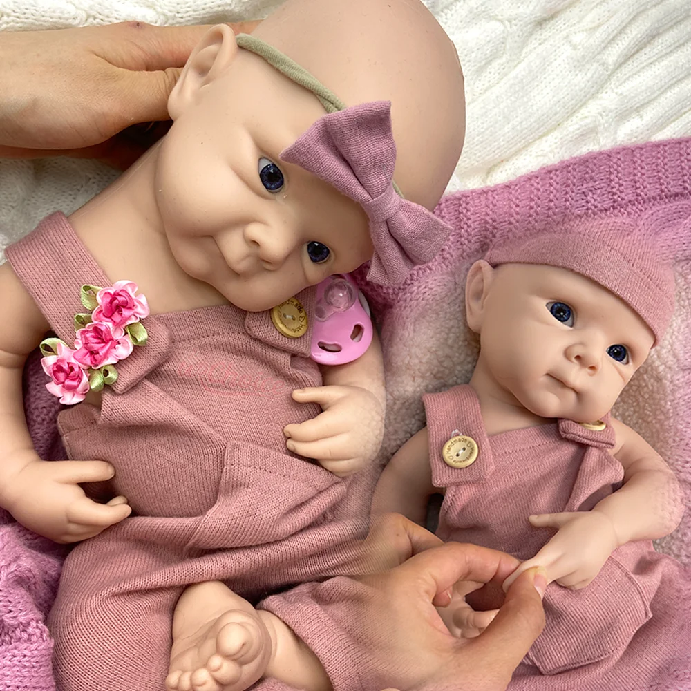 

Голубые глаза, 21 дюйм, окрашенная/неокрашенная силиконовая кукла реборн для девочек, Bettie, реалистичная моющаяся, для новорожденных, Preemy, коллекционный подарок художника