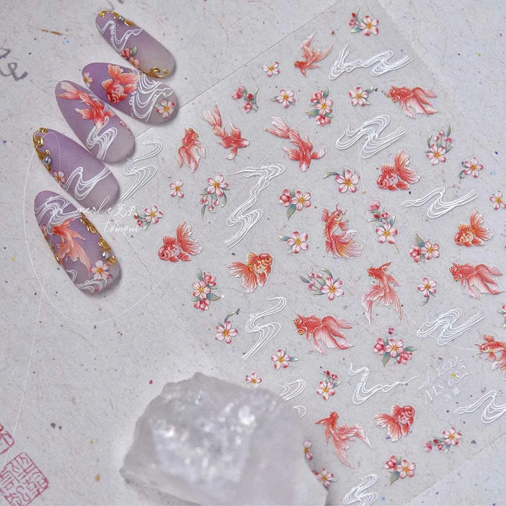 Sea Conch Star Ocean Nail Stickers Shiny Glass Dolphin Goldfish Ocean Nail Decorations Beach Vacation Cup Nail Supplies