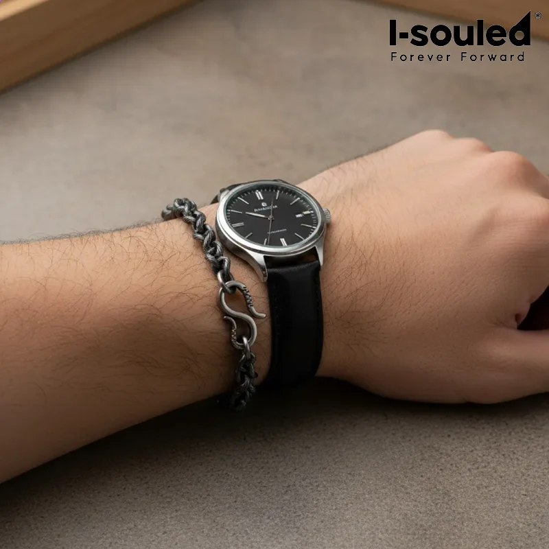 Men's Titanium Bracelet 5mm Wide Twisted Chain Vintage Style Fashion Gift for sensitive skin