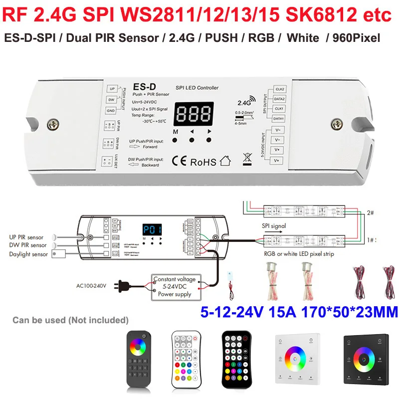 10 Tuya Zigbee SPI LED Controller WIFI 5V 12V 24V WS2811 WS2812B SK6812 RGB/RGBW Addressable LED Light Tuya App for Alexa Google