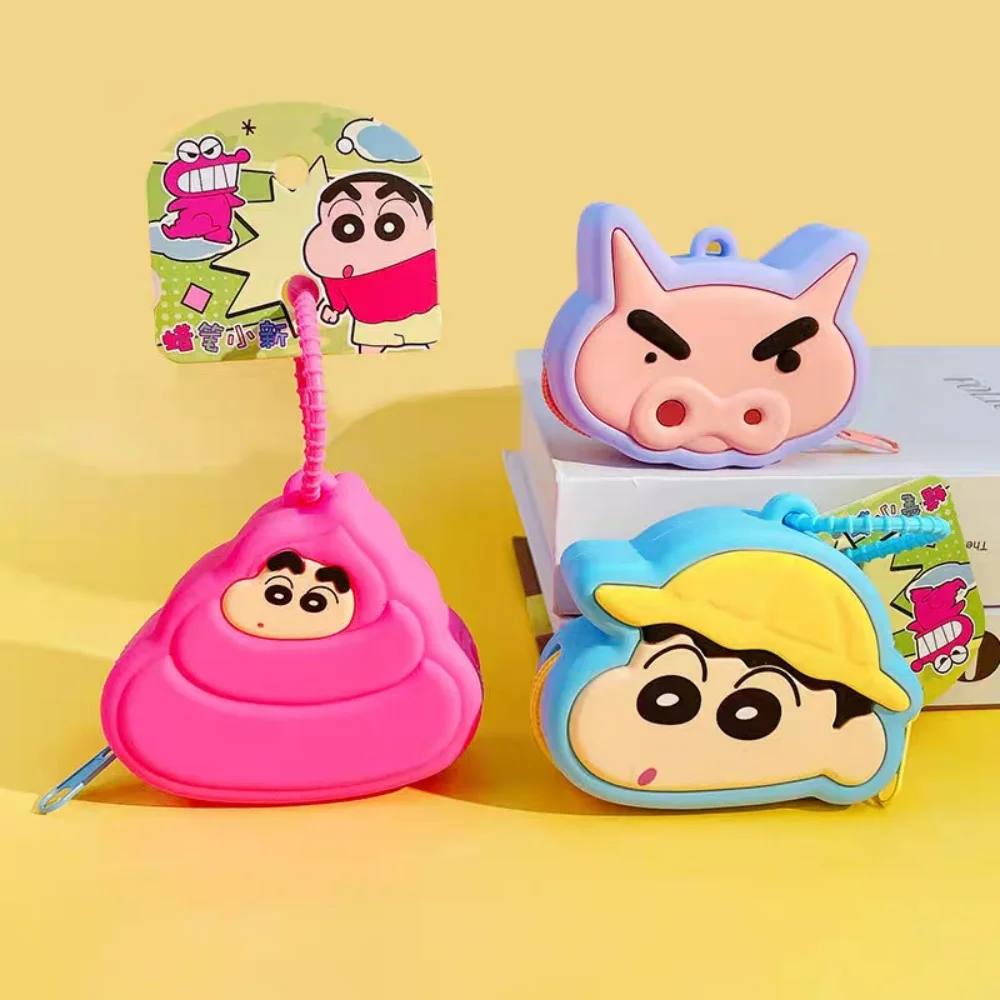 

Genuine Crayon Shin-Chan Wallet Keychain Cartoon Buriburizaemon Earphones Lipstick Storage Bag Student Backpack Decoration Gift