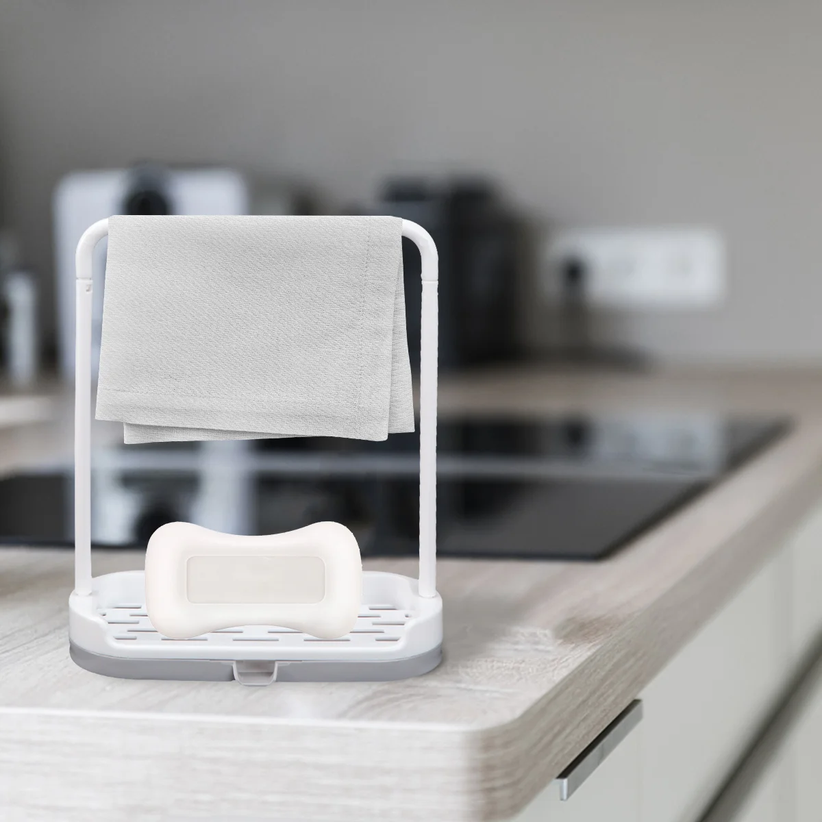 

2pcs Plastic Towel Shelf Space-Saving Kitchen Storage Rack Tea Towel Hanger Dishrag Holder For Bathroom Non-Punching Mounting