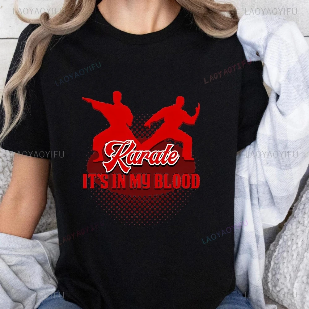 Karate Printed T-shirt Top Karate Lovers Neutral Trend Harajuku Short Sleeve Unisex Shirt Pattern Large T-shirt