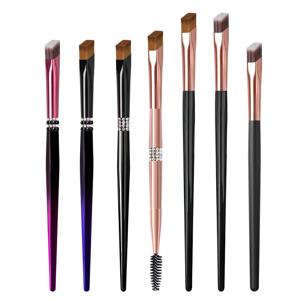 Eyebrow Makeup Brush Square Quad Angled Brushes Slanted Flat Beauty Cosmetic Tool Luxury Diamond Handle Private Label 20pcs