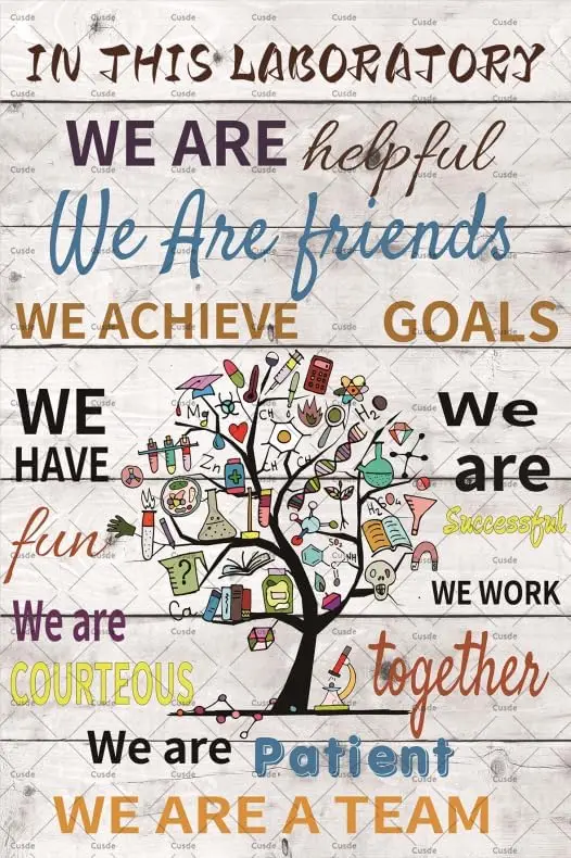 In This Laboratory We Are A Team Metal Tin Sign Inspirational Teamwork Decor Sign For Office Classroom Home Laboratory Gift sign