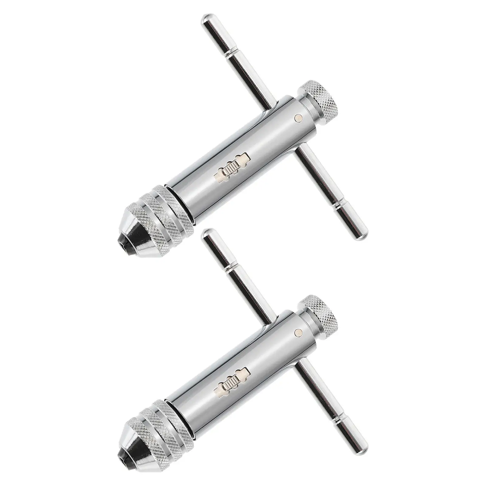 2Pcs Adjustable Ratcheting Tap Wrench T handle Hand Threading Tool Silver T Bar Tap Wrench Manual Tapping Tool for Thread