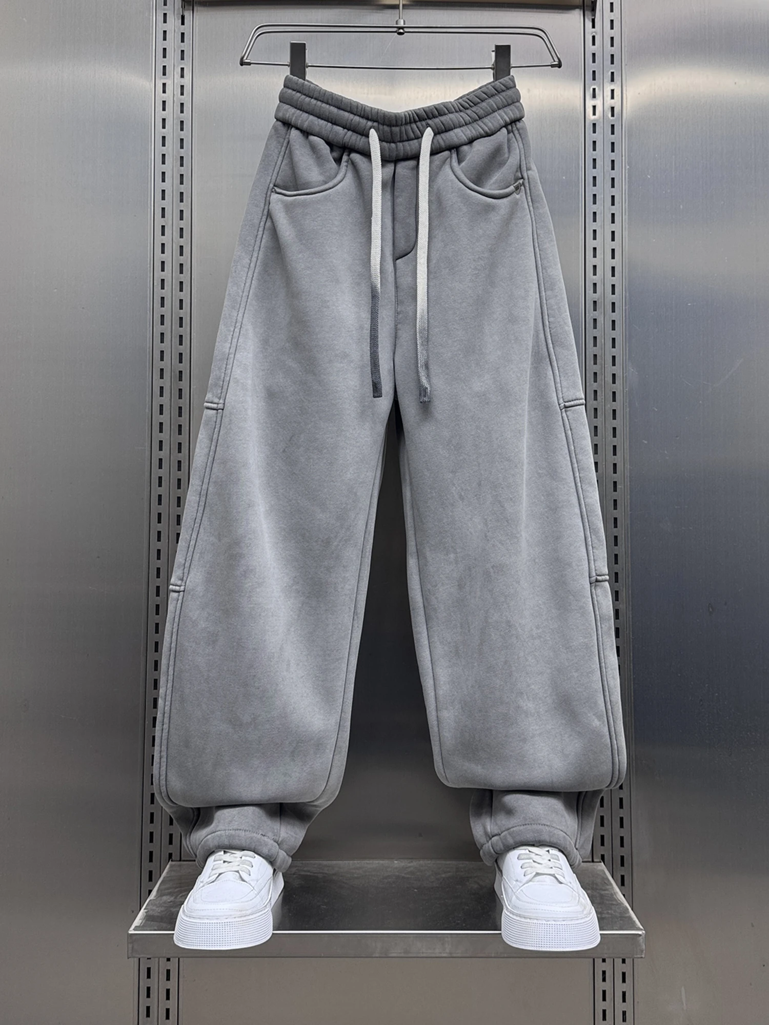 

Men's Casual Straight Leg Sweatpants Fce Lined Spor Loose Fit Versatile Autumn Winter Faion Comfortable Elastic Waist