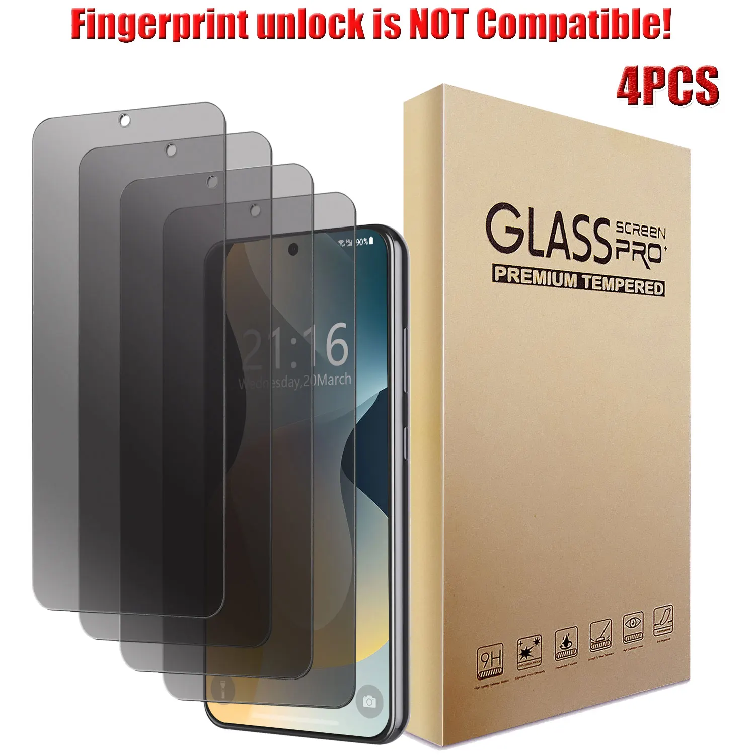 

4-Pack For Samsung For Galaxy S23/S23 Plus/S23 Ultra/S23 FE Privacy Full Coverage Tempered Glass Anti-Scratch Screen Protector