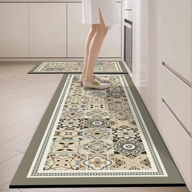 Kitchen Floor Mat Super Absorbent and Non-slip Carpet American Style Home Decor Rug Wear-resistant Diatom Mud Floor Mat