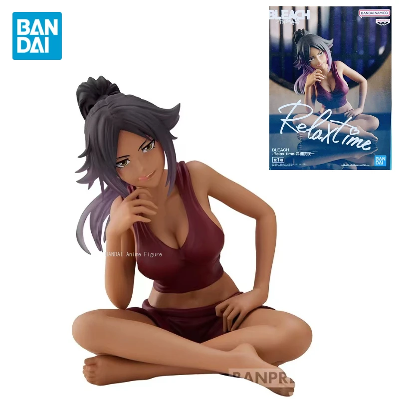 In Stock Bandai Original Genuine Banpresto Bleach Solid and Souls Relax Time Shihouin Yoruichi Model Action Figure for Girls