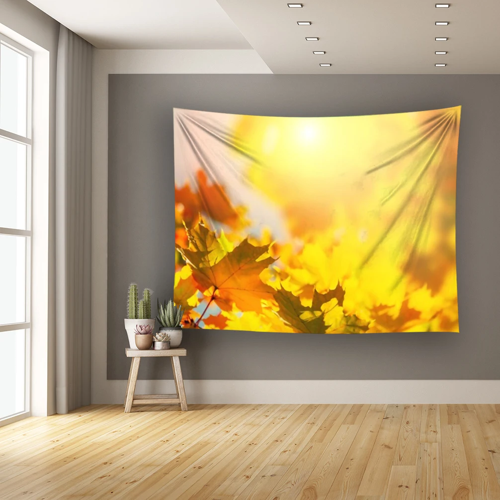 LEVOO Natural Landscape Decor Wall Hanging Autumn Fall Maple Leaves Wall Tapestry for Home Living Room Bedroom Dorm Decor