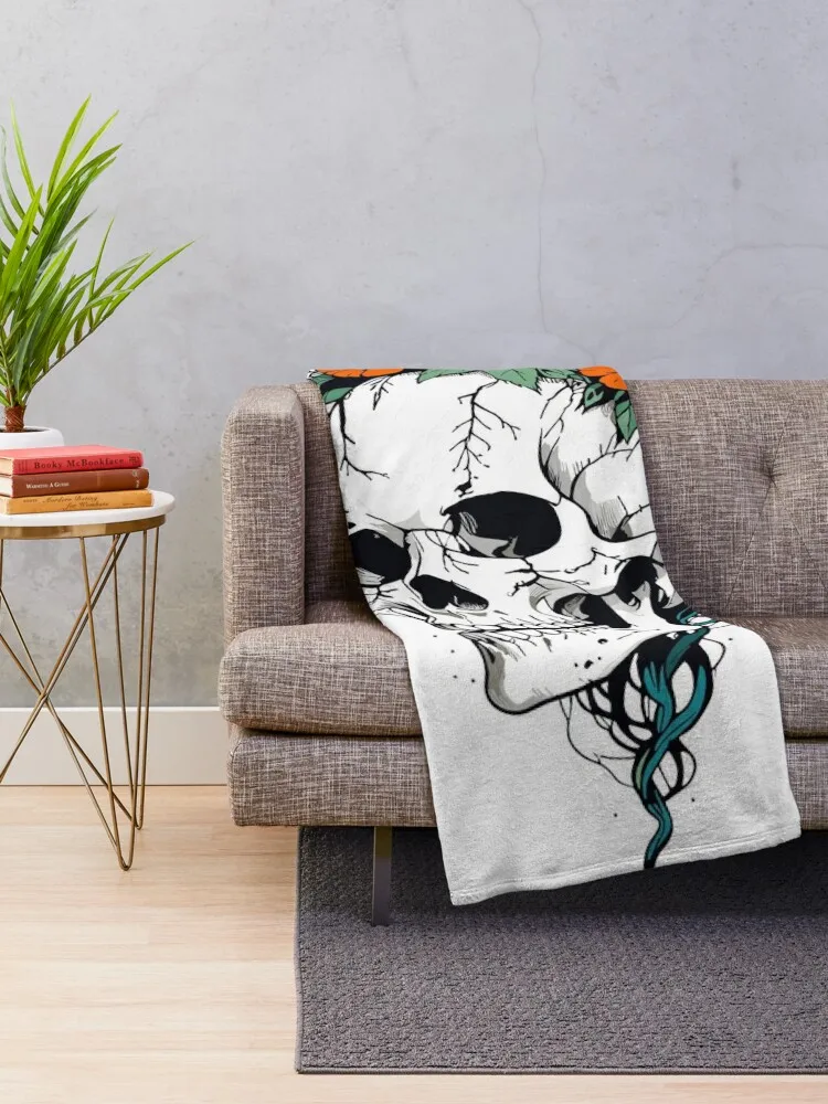 Skeleton Bloom: Beauty in Decay Throw Blanket Sofas Warm Bed covers Blankets