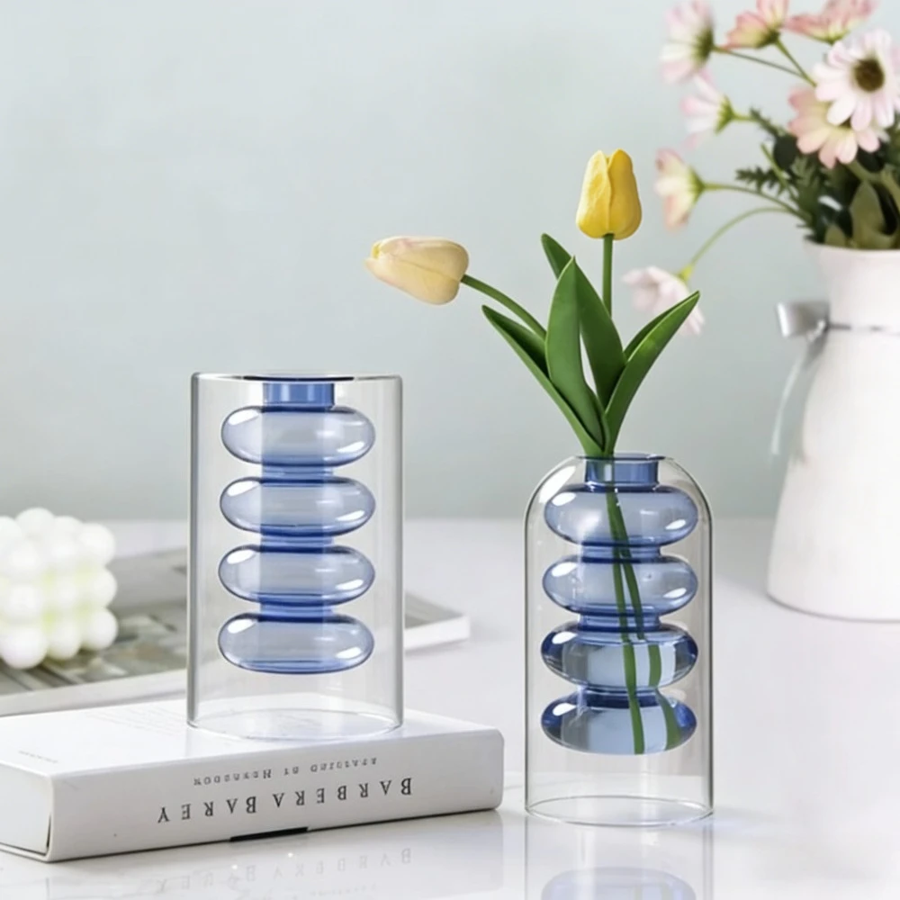 Creative Nordic Colorful Doubl - Glass Vase Nordic 评论和价格