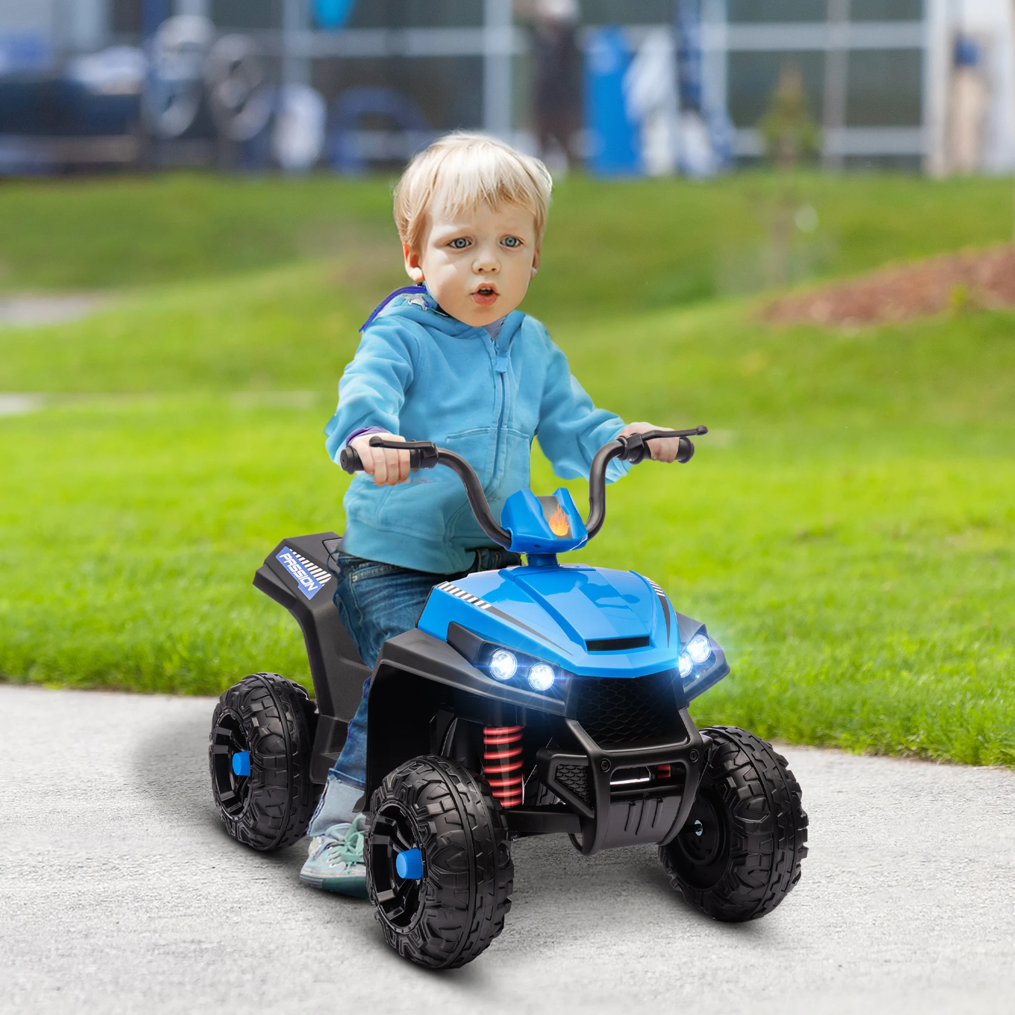 12V Kids Atv with Spring Suspension, Forward & Reverse, Blue