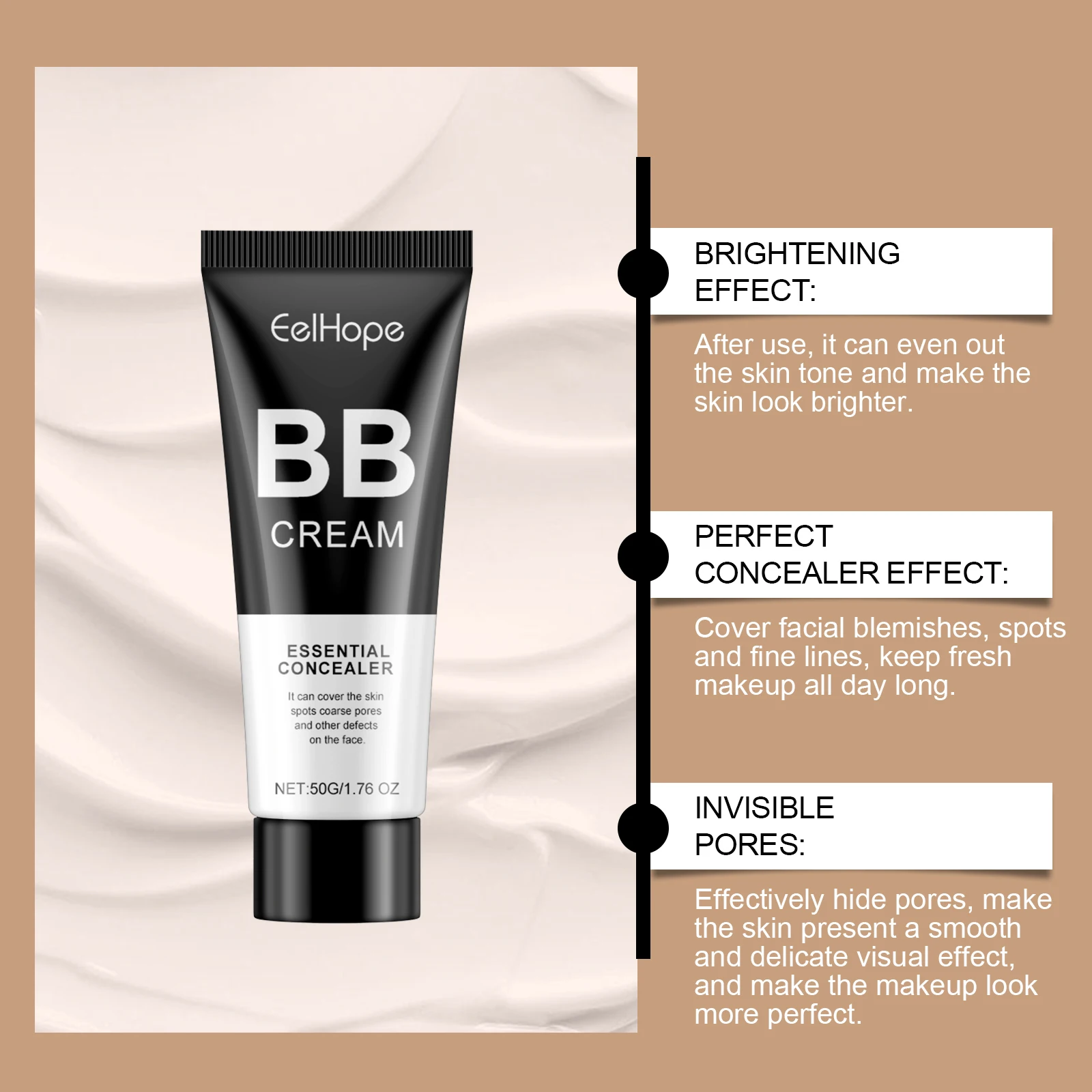 Creme BB corporal à prova d'água de longa duração – Cobertura total, hidratação, evita o tom da pele, oculta imperfeições e tatuagens