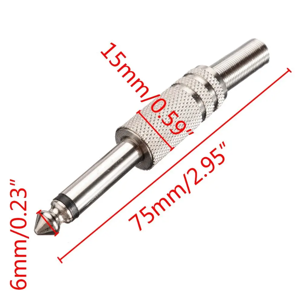 10 Pcs/Pack 6.35mm Male Jack Simple Microphone Soldering Audio Connector 1/4\