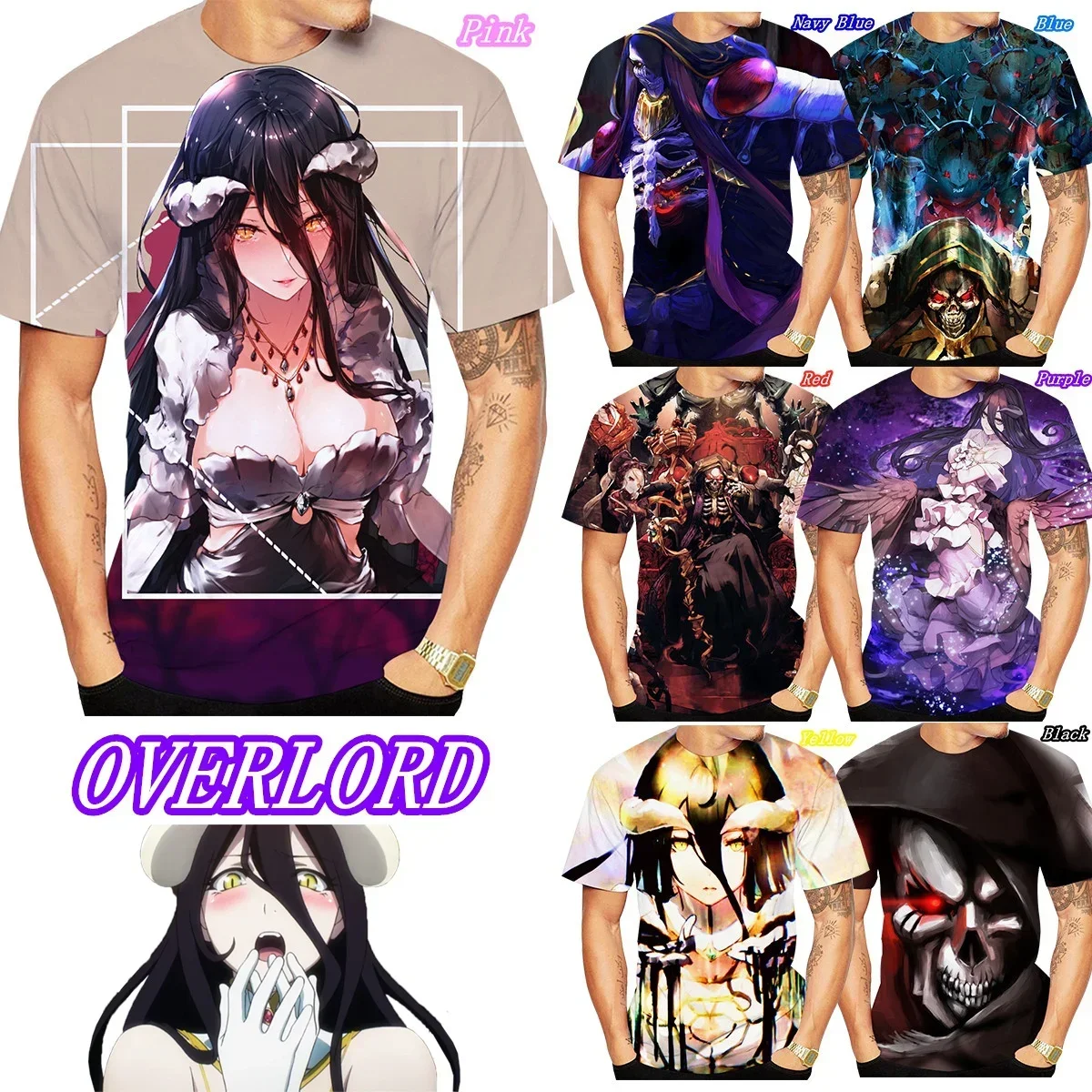 Fashion Casual Trend Men's T-shirt Summer Anime  New Overlord 3d Printing Short Sleeve