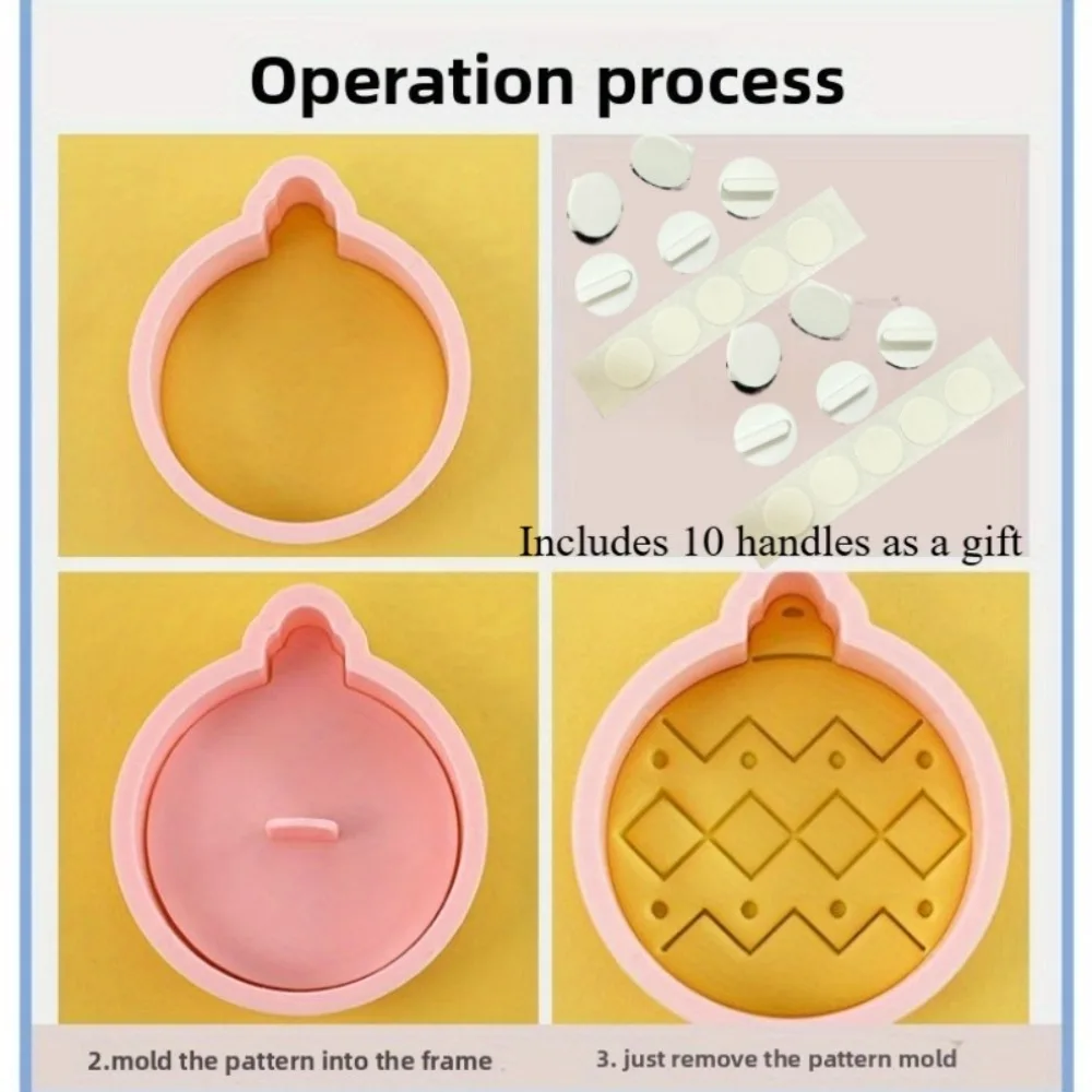 11Pcs Christmas Ornament Cookie Cutter Set  3D Embossed Ball Molds with 10 Patterns, Plastic Baking Tools for Holiday Treats view 5