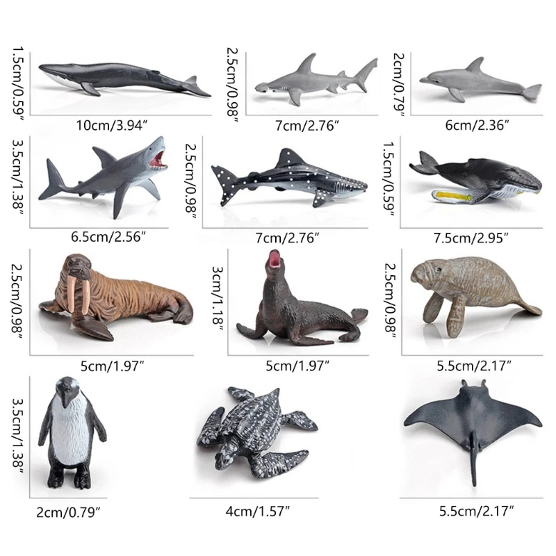 Mini Sea Creature Ocean สัตว์ตัวเลขของเล่นพลาสติกขนาดเล็กสัตว์ทะเล Drop shipping