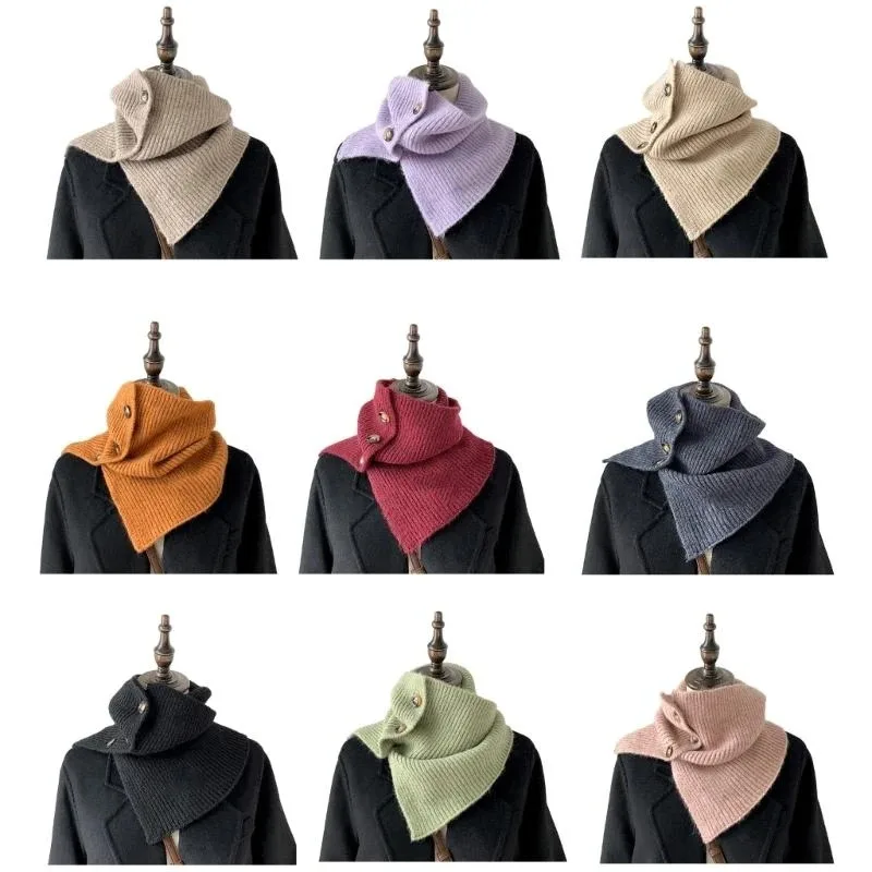 

Cable Knit Snoods Scarf Button Knitted Scarf Girls Autumn and Winter Warm Wears Shawl Fashionable Scarf