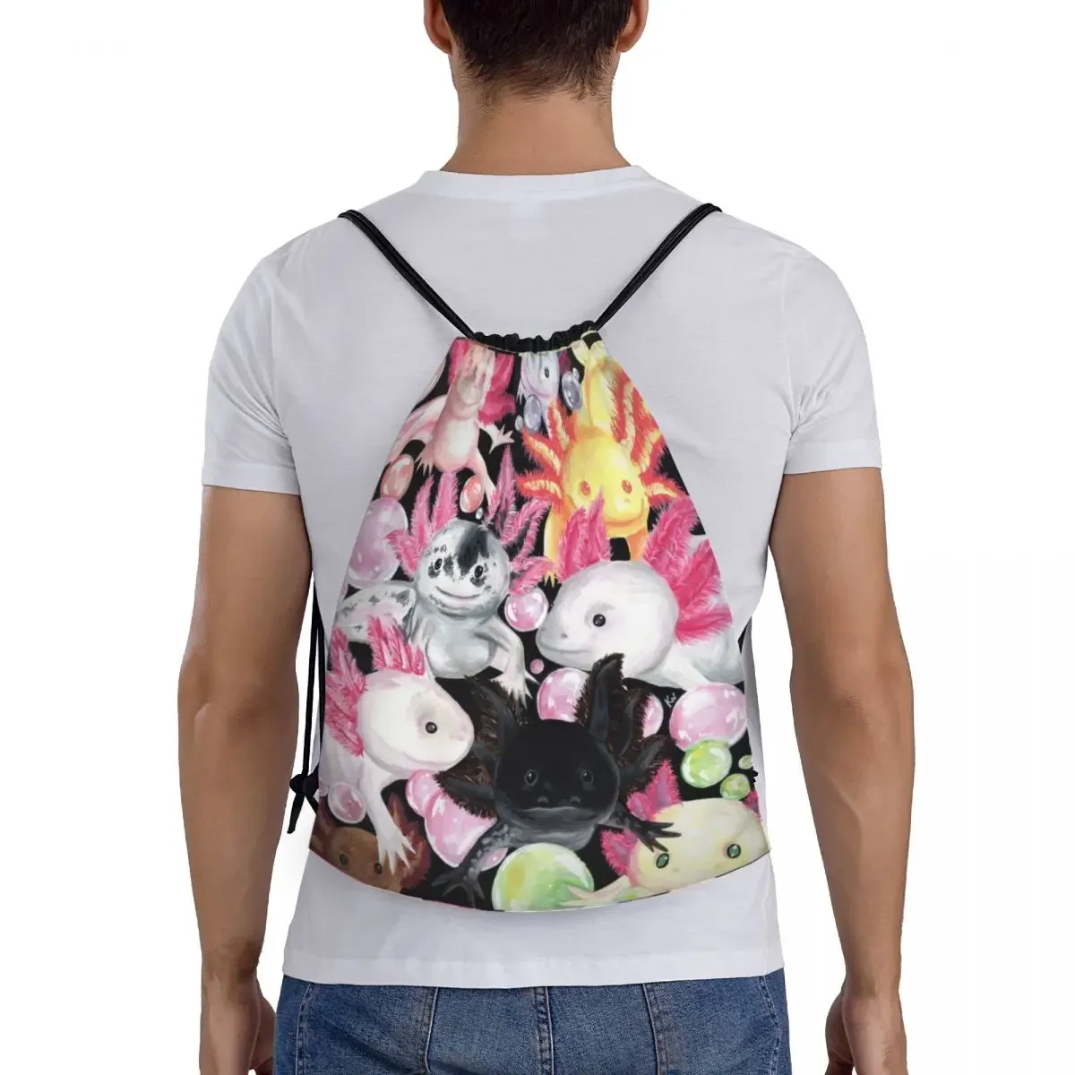 A mochila Axolotls Drawstring, Sports Gym Bag para mulheres e homens, Salamandra, Animal Training Sackpack