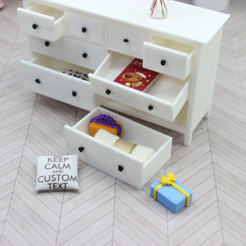 1:12 Dollhouse Mini Cupboard Storage Cabinet Model Doll Chest Drawers Furniture Decor Dolls House Accessories Micro Scene Decor