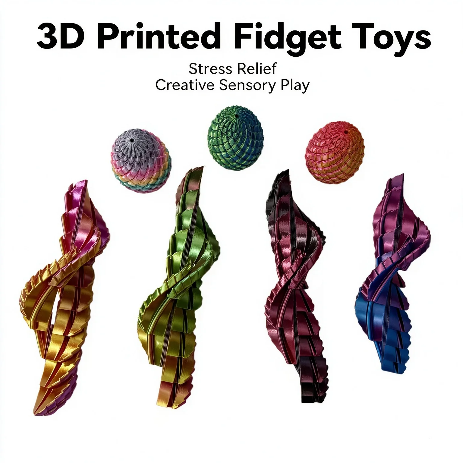 NEW 3D Printed Spiral Fidget Dragon Egg Mini Anti Stress Toy Expandable Sensory Stress Relief Decompression Toy Desktop Decor