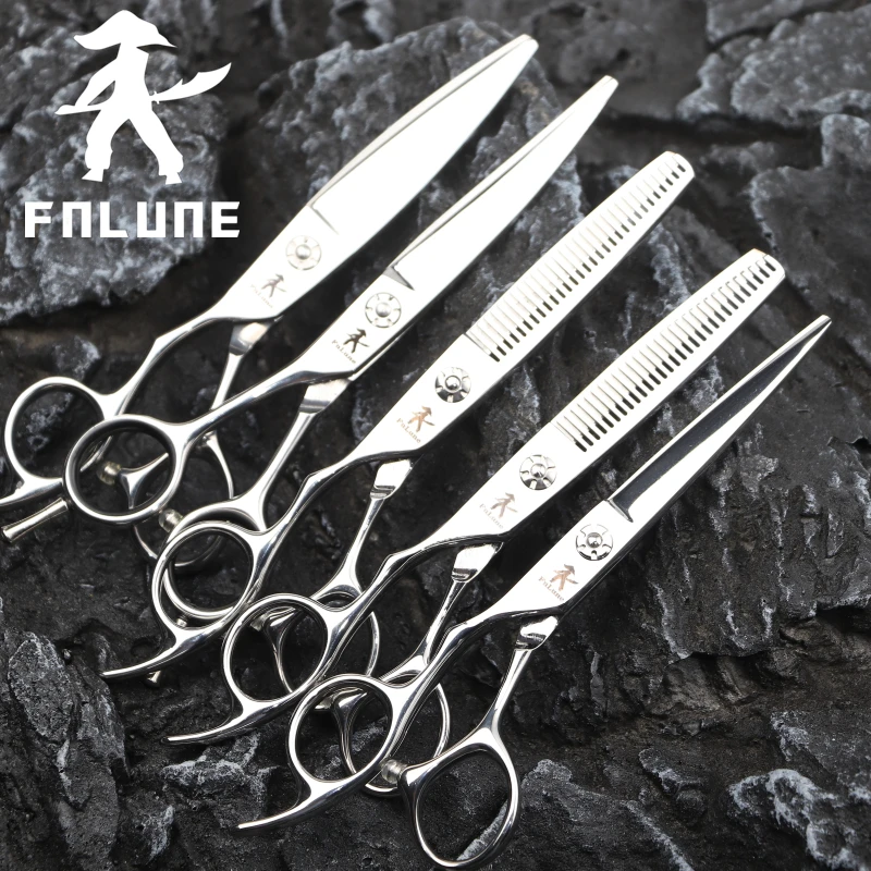 FnLune Left Hand 6.0 Professional Hair Salon Scissors Cut Barber Accessories Haircut Thinning Shear Hairdressing Tool Scissors