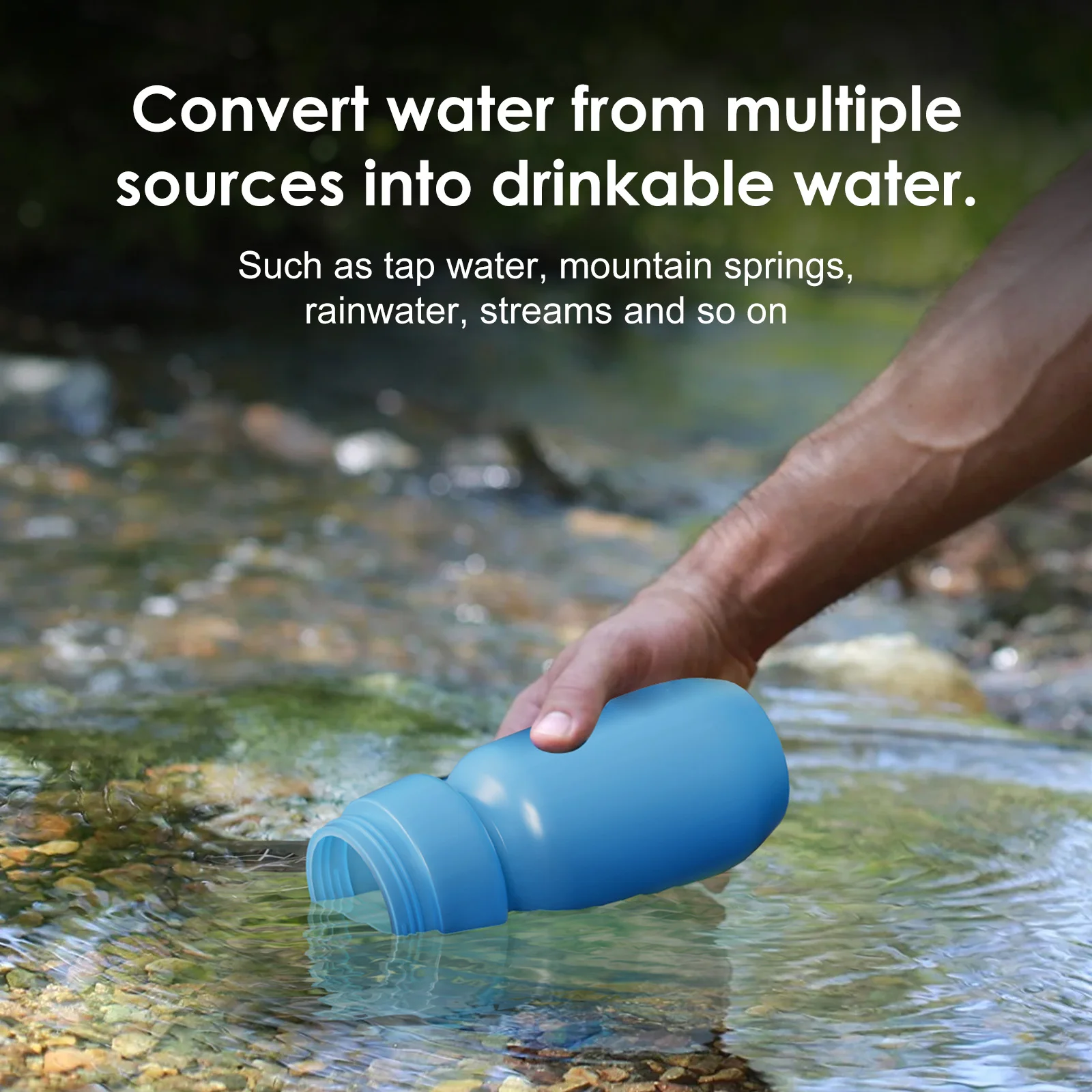 650ml Cycling-specific Water Bottles Filter Road Cycling Water Purification Hiking Climbing Blue Customized Logo