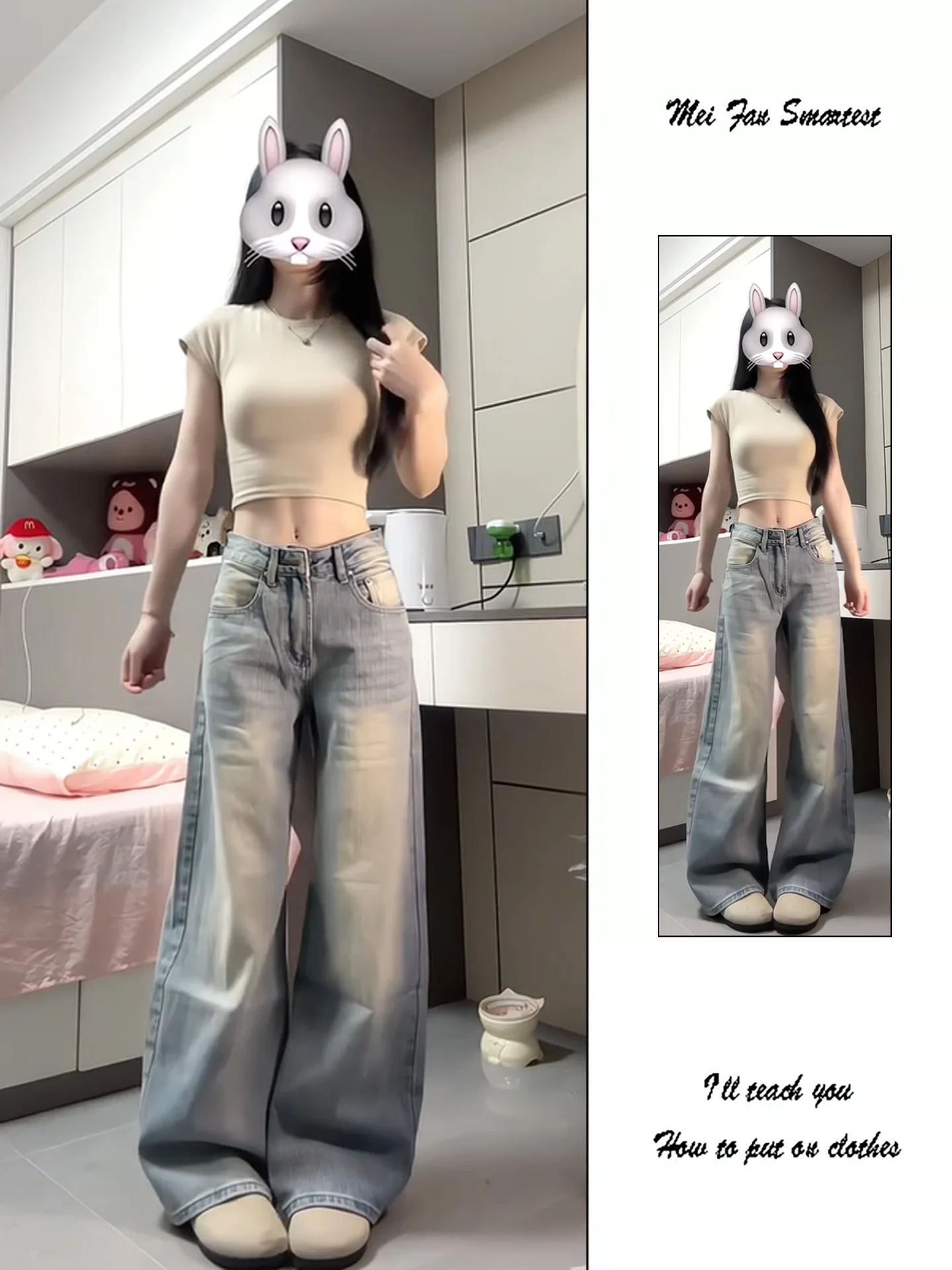 

American Retro Wide Leg Jeans Women's Spring Summer Loose Slim Straight Long Pants Casual Wear Blue Denim Natural Waist