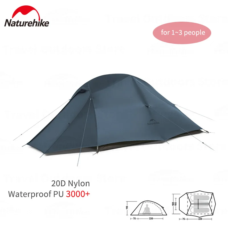 

Naturehike Cloud Up Pro Camping Tent Portable Outdoor Tent Hiking 20D Nylon Waterproof PU3000+ Travel Ultralight Tent 123 Person