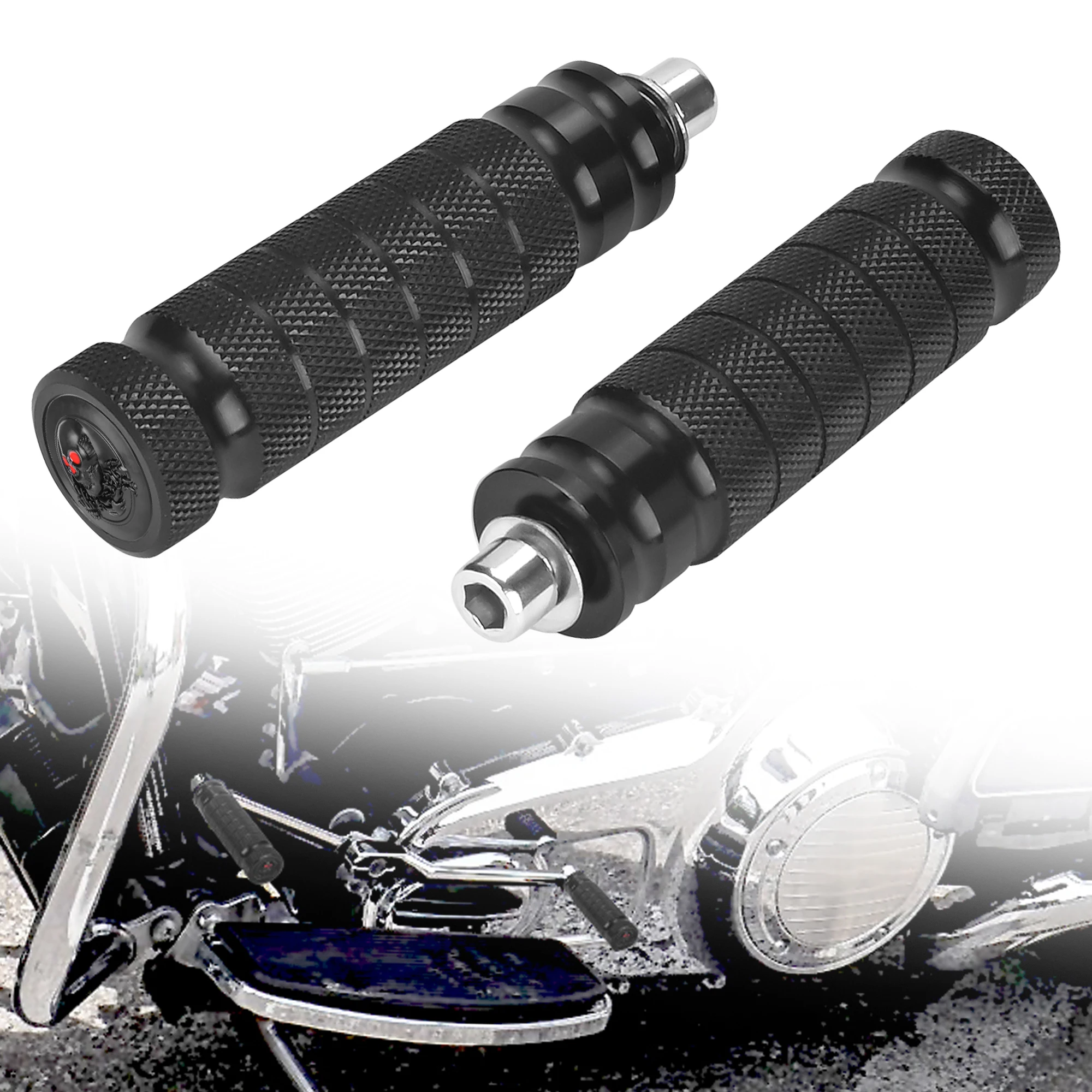 

Motorcycle Parts M8 Rear Passenger Footrests Rear Set Footpegs Universal foot Rest Pegs Pedals For Harley Yamaha Suzuki Kawasaki