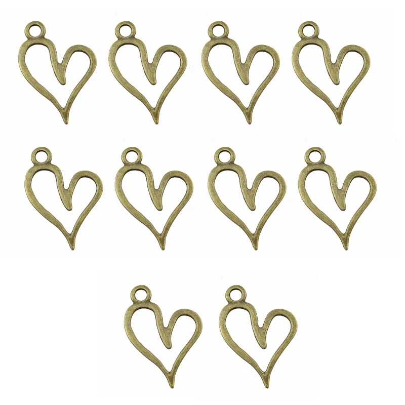 Pack of 10 20 DIY Heart Shaped DIY Necklace Bracelet Jewelry Making Supplies Metal Accessories Metal Heart Pendants