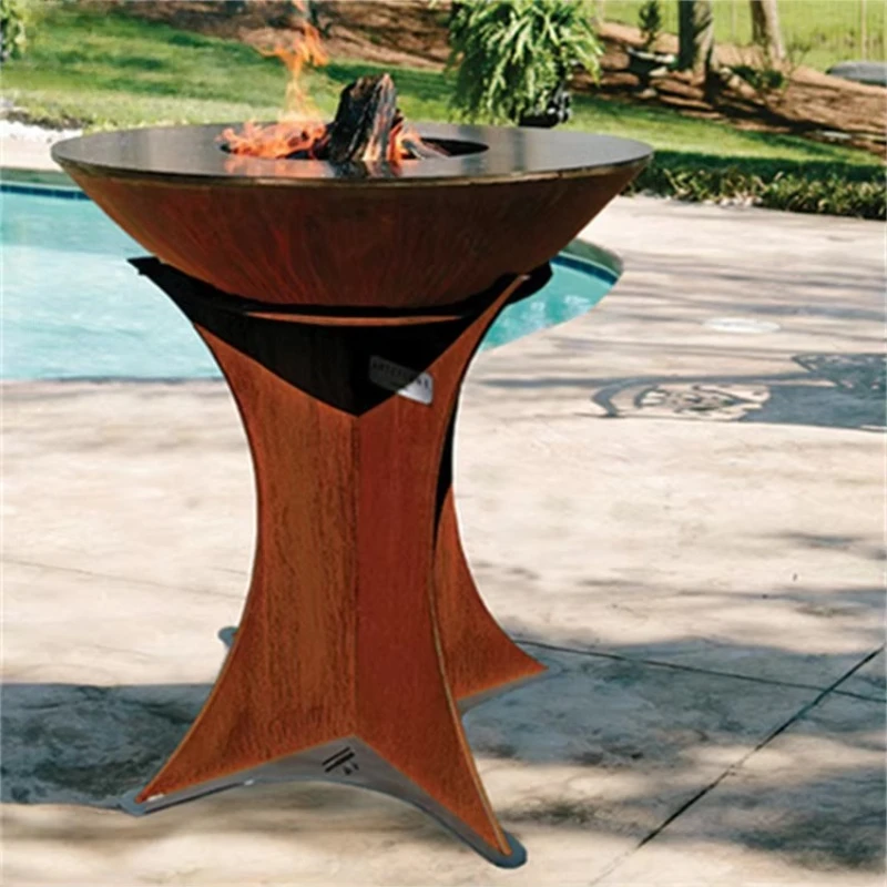 Wood Burning Metal Corten Steel Fire Pit Barbecue Large Bbq Corten Steel Bowls/fire Pits Barbecue
