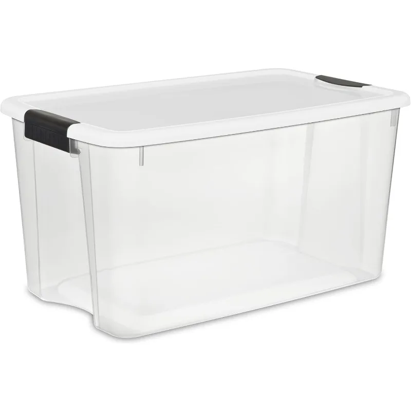 4-Pack Ultra Latching Box, Large Storage Bins w/ Lids, Clear Plastic, 70 Quart