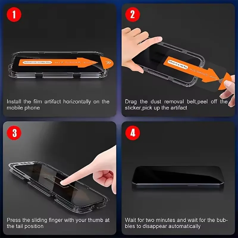 4Pcs Oleophobic Dust Free Easy Installation Screen Protector For iPhone 16 15 14 13 12 11 17 Pro Max XR X XS MAX 8 7 Plus Glass