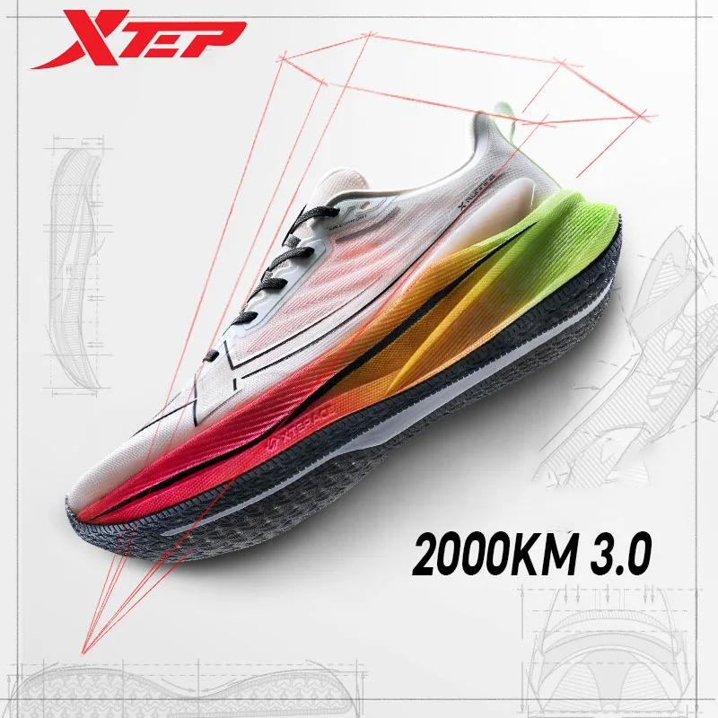 Xtep 2000km 3.0 Running Shoes For Men 2025 Spring Sneakers Cushioning Training Jogging Wear-Resistant Lightweight 875119110032