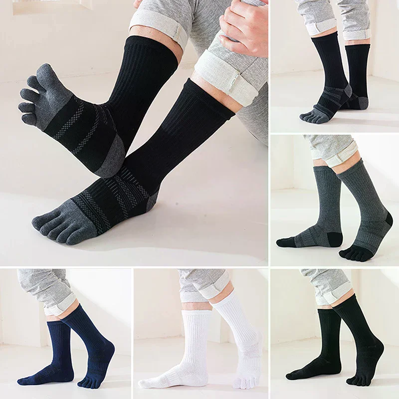 رجل 5 أصابع الجوارب طويلة امتصاص العرق تنفس مريحة اللياقة البدنية ماراثون المشي لمسافات طويلة في الهواء الطلق تو جوارب رياضية #1