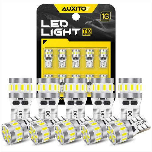 AUXITO 10 Uds 194 168 T10 W5W bombillas LED 6500K blanco para luces interiores de coche superbrillantes 2825 LED marcador lateral automático luz de mapa 12V
