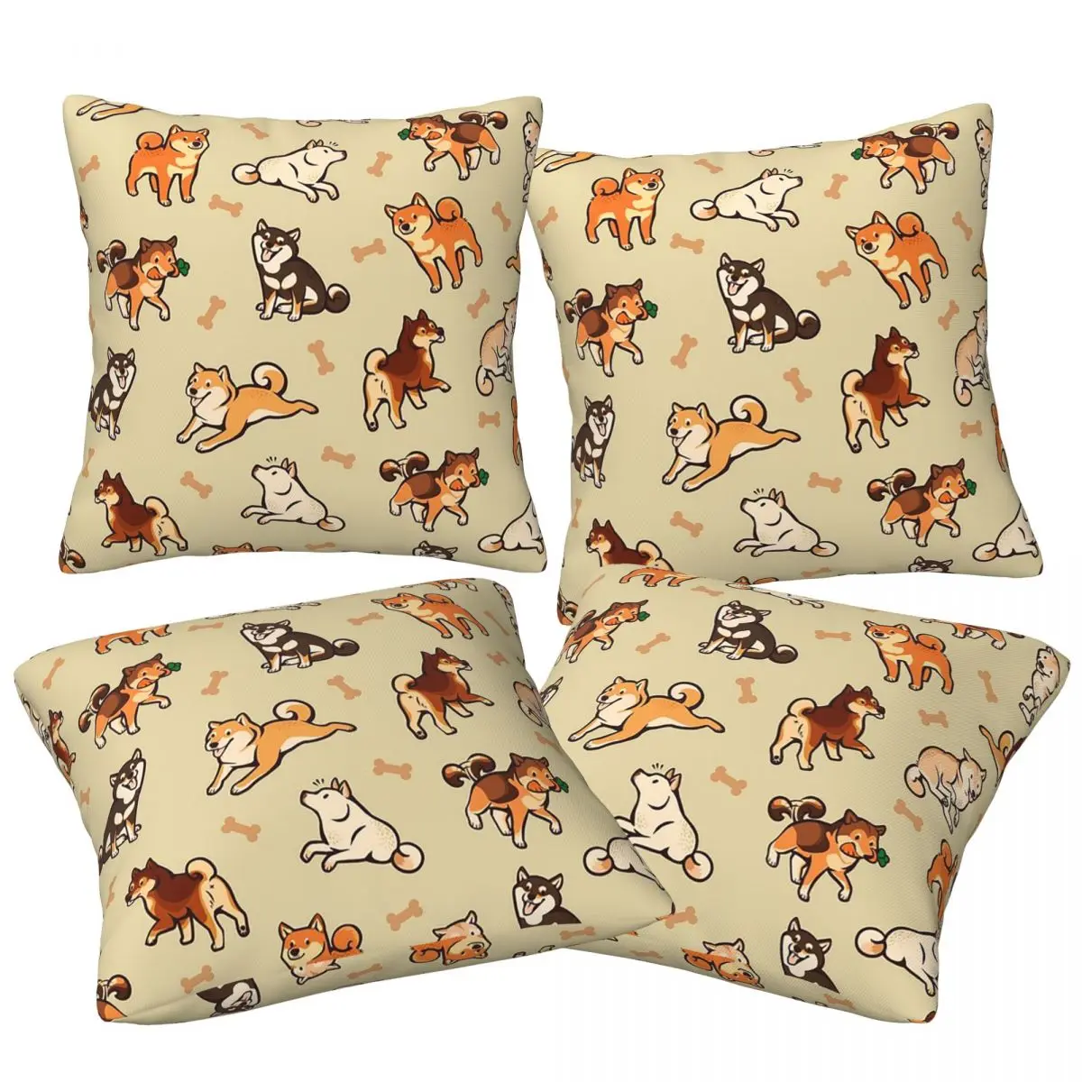 

Симпатичные милые собаки в кремовом цвете, 4 шт., квадратная наволочка, удобная наволочка, наволочка для домашнего автомобиля