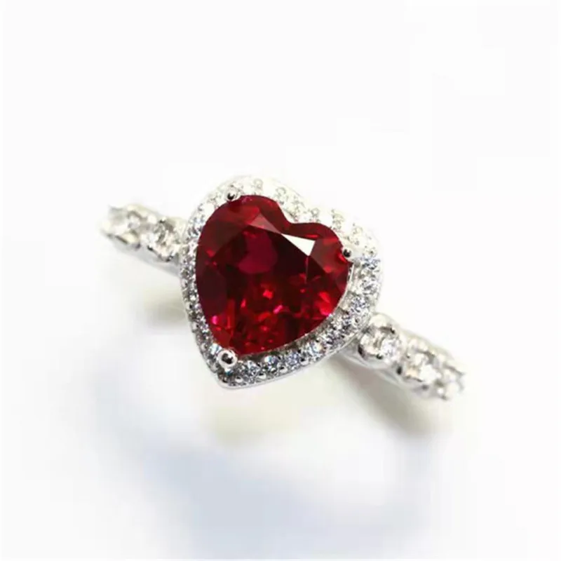 CC Jewelry Sets Red Heart Zirconia Necklace Earring Ring Set for Women Fine Jewelry Fashion Accessories Luxury Gift