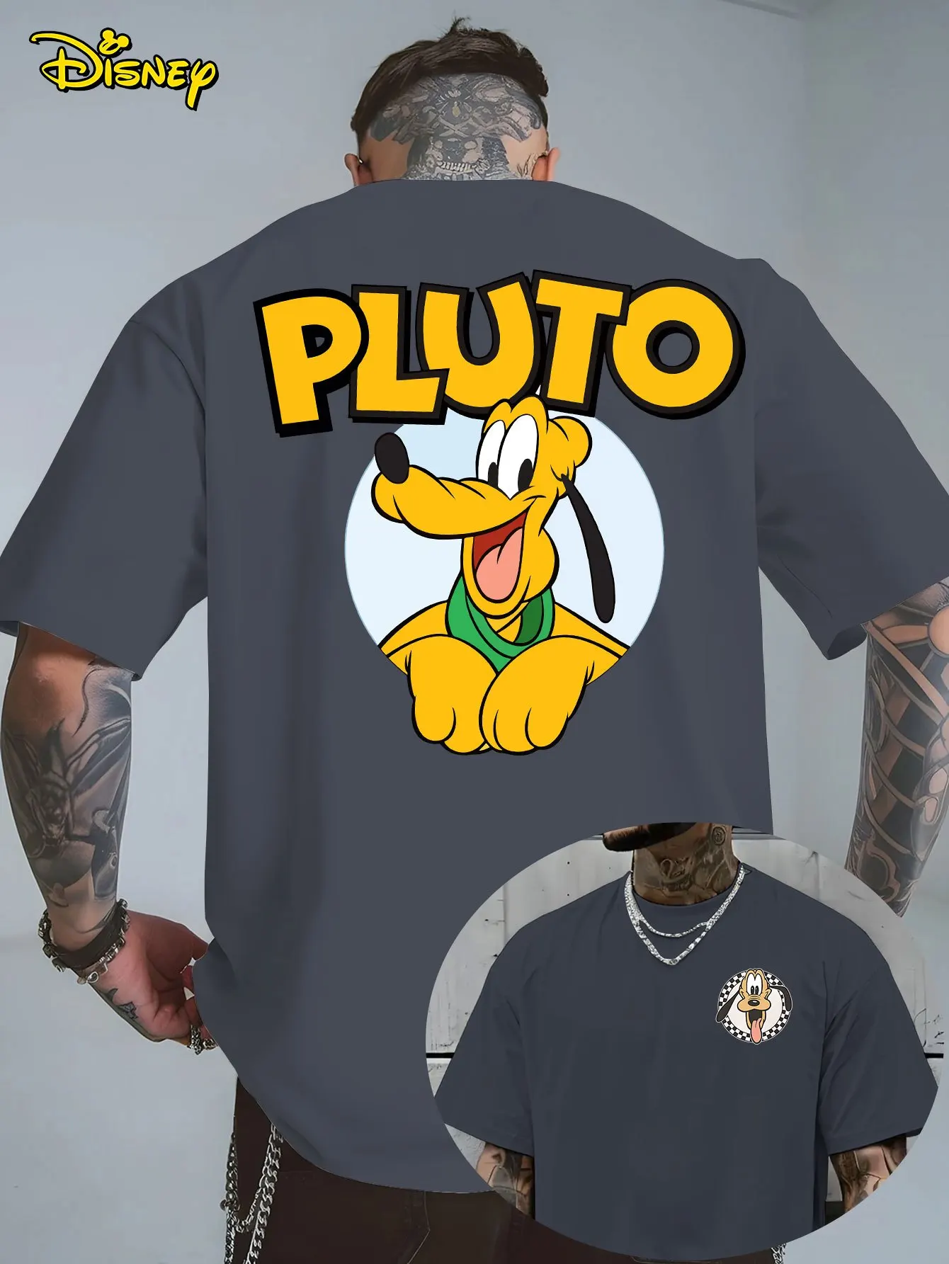 ديزني بلوتو تي شيرت مطبوع للرجال ملابس خارجية يومية أفضل الرجال والنساء جميع المواسم القطن طاقم الرقبة قصيرة الأكمام #1